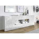 Buffet 2 portes et 4 tiroirs prisma laqu blanc brillant