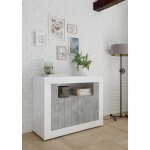 Buffet 2 portes battantes urbino blanc laqu et cement