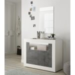 Buffet 2 portes battantes urbino blanc laqu et oxyde
