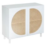 Buffet 2 portes blanc avec cannage cabras