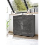 Buffet 2 portes miro laqu gris brillant