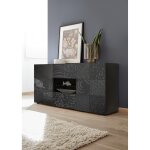 Buffet 2 portes et 2 tiroirs miro laqu gris brillant
