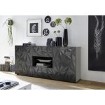 Buffet 2 portes et 2 tiroirs prisma laqu anthracite brillant