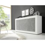 Buffet 3 portes basic blanc et d�cor beton