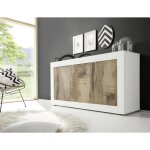 Buffet 3 portes basic blanc et dcor chene pero