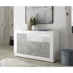 Buffet 3 portes battantes urbino blanc laqu et cement