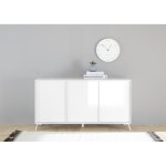 Buffet 3 portes blanc lacqu brillant