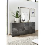 Buffet 3 portes miro laqu gris brillant