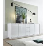 Buffet 4 portes et 3 tiroirs ice laqu blanc brillant