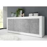 Buffet 4 portes basic blanc et dcor beton