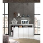 Buffet 4 portes blanc lacqu brillant bton
