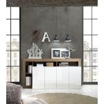 Buffet 4 portes blanc lacqué brillant bois mercure Buffet 4 portes blanc lacqué brillant bois mercure