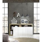 Buffet 4 portes blanc lacqué brillant chene cadiz Buffet 4 portes blanc lacqué brillant chene cadiz