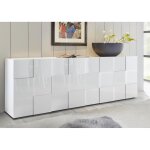 Buffet 4 portes en bois dama laqu blanc brillant