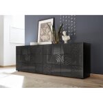 Buffet 4 portes miro laqu gris brillant