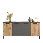 Buffet bas 4 portes peeves ch�ne clair et anthracite