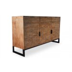 Buffet en bois massif chne clair avec 3 portes et 3 tiroirs feely
