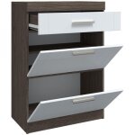 Buffet haut 1 tiroir et 2 portes chne fonc et blanc