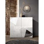 Buffet haut 2 portes vittoria blanc laqu avec srigraphie