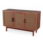 Buffet moderne poetis 3 portes avec cannage rotin et bois Buffet moderne poetis 3 portes avec cannage rotin et bois