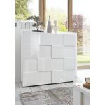 Buffet de salon laqu blanc 2 portes en bois dama