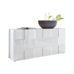 Buffet de salon laqu blanc 3 portes en bois dama