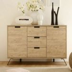 Buffet vaisselier 2 portes et 3 tiroirs palma dcor chene
