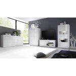 Buffet vitrine 4 portes basic laqu blanc brillant