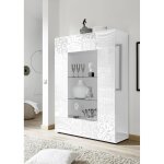 Buffet vitrine deux portes en verre miro laqué blanc brillant Buffet vitrine deux portes en verre miro laqué blanc brillant
