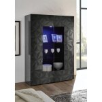Buffet vitrine deux portes en verre prisma laqu anthracite brillant
