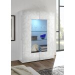 Buffet vitrine deux portes en verre prisma laqué blanc brillant Buffet vitrine deux portes en verre prisma laqué blanc brillant