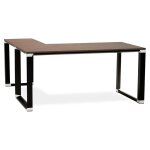 Bureau d'angle design 'xline' en bois finition noyer et mtal noir