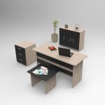 Bureau, armoire, commode et table basse busymo ch�ne clair et noir