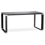 Bureau de direction droit design 'xline' en verre noir Bureau de direction droit design 'xline' en verre noir