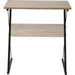 Bureau en mtal noir et plateaux en bois marron