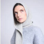 Cagoule echarpe unisexe gris en cachemire