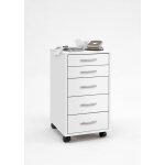 Caisson de bureau sur roulettes 5 tiroirs blanc etica