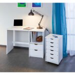 Caisson de rangement � roulettes en pin massif blanc