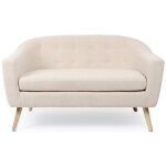 Canap� 2 places style scandinave savoy tissu bouclette beige