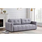 Canapé 3 places convertible stylian tissu gris clair Canapé 3 places convertible stylian tissu gris clair
