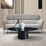 Canap 3 places moderne avec haut dossier damigal tissu doux gris