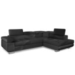 Canap� d'angle convertible antoni avec t�ti�res relevables simili noir