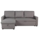 Canap d'angle convertible baleares tissu gris clair