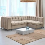 Canapé d'angle convertible chessy velours taupe Canapé d'angle convertible chessy velours taupe