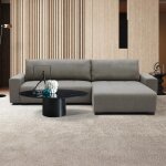 Canapé d'angle convertible élégant malone tissu gris taupe Canapé d'angle convertible élégant malone tissu gris taupe