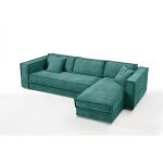 Canap d'angle reversible bleu canard convertible express avec mridienne coffre isabella angle