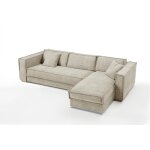 Canap� d'angle reversible couchage beige convertible express avec m�ridienne coffre isabella