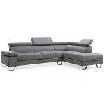 Canapé d'angle avec têtières relevables velours gris foncé Canapé d'angle avec têtières relevables velours gris foncé