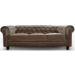 Canapé chesterfield velours capitonné taupe 3 places Canapé chesterfield velours capitonné taupe 3 places