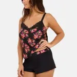 Caraco pyjama oriane bouquets noir & rose Caraco pyjama oriane bouquets noir & rose